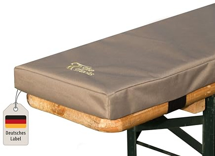 TwoTracks Premium Bierbankauflage Biba Comfort, 5cm gepolsterte Sitzbankauflage. Faltbare Bankauflage in beige, 220x25x5, 2er Set