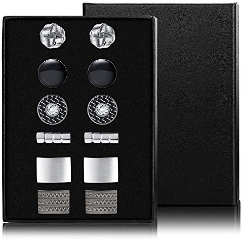 YADOCA 6 Paar Classic Manschettenknöpfe Herren Silber Hochzeit Festival Geburtstag Geschenk mit Box