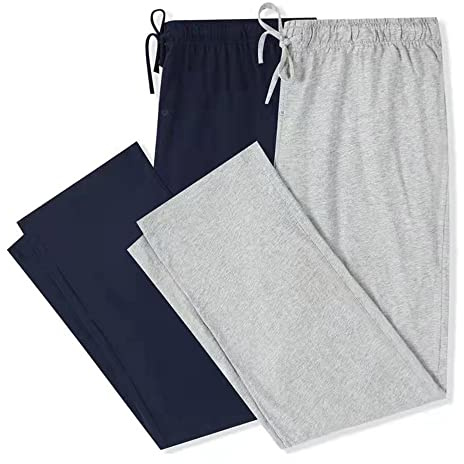 U2SKIIN 2er Pack Pyjamahosen Herren lang Baumwolle Schlafhose Freizeithose | 100% Baumwolle Herren‑Schlafhose, 2er Pack, Seitentaschen, Elastikbund, Kordelzug, bequeme weiche lange Pyjamahose