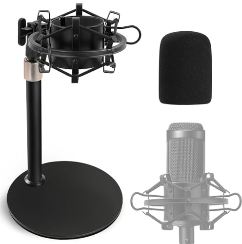 AT2020 Tisch Mikrofonständer mit Mikrofonspinne und Windschutz aus Schaumstoff für Audio Technica AT2020V AT2020USB+ AT2035 ATR2500X Kondensatormikrofon
