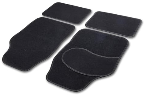 Cartrend 10598 Cartrend Universal Textilmatte Basic Teppich Matten Stoffmatten Autoteppiche Fussmatten Auto 4-teilig, mit schwarzem Hochglanzgarn