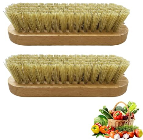 2 Stück Kartoffelbürste, Gemüsebürste, Reinigungsbürste, Robuster Holz Hochwertige Naturborsten, für Kartoffeln, Karotten & Gemüse, Wurzelbürste Aus Buchen, Obstbürste, Gemüsebürste Holz