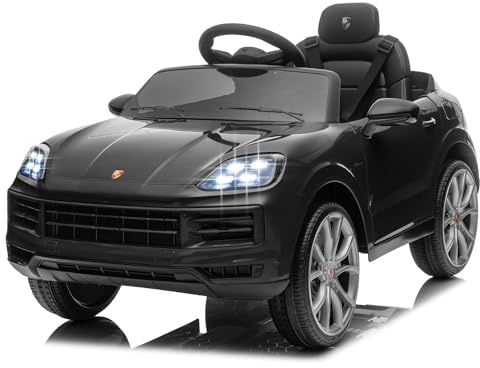 LALAHO Kinder Elektroauto 12V Kinderauto Elektrisch 2,4G-Fernbedienung, Elektrofahrzeuge 2-türig mit MP3, Musik, Hupe, LED-Leuchten (schwarz)