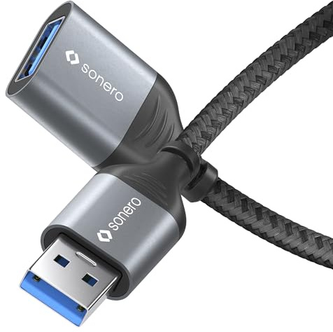 Sonero® USB-A auf USB-A Datenkabel, Verlängerungskabel, USB Kabel Typ A, USB 3.0, 5GB/s, space grey/schwarz, 1,50m