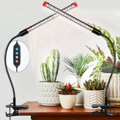 2Pack FECiDA 9W Clip Pflanzenlampe LED, Vollspektrum Pflanzenlampe mit Timer für Zimmerpflanzen, Grow Light mit High PPFD Wachstumslampen für Blumen, Gemüse, Hydroponik mit Zeitschaltuhr 4,8,12 Hr