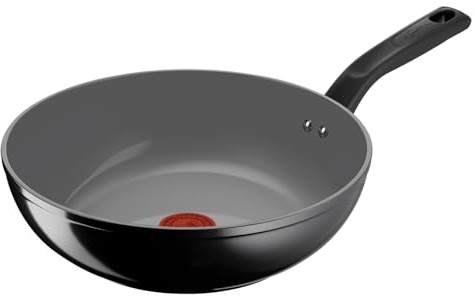 Lagostina Wok Tropfen, 28 cm, Antihaft-Keramikbeschichtung, optimale Gleitfähigkeit, einfache Reinigung, umweltfreundlich, Thermo-Signal, sicher, induktionsgeeignet