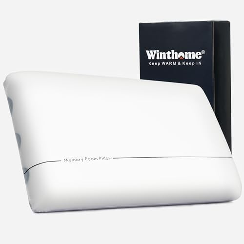 Winthome Memory Foam Kissen mit Soft & Fest Seite Wählbar, 0 Kleber, Nackenstützkissen Weich Bequem für Tiefschlaf, Ergonomisches Kopfkissen für Rücken-, Seiten Bauchschläfer, Oeko, 60x40x10cm