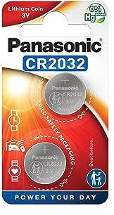 Panasonic CR2032 Batterie (2er-Packung), Lithium-Knopfzelle, 3 V
