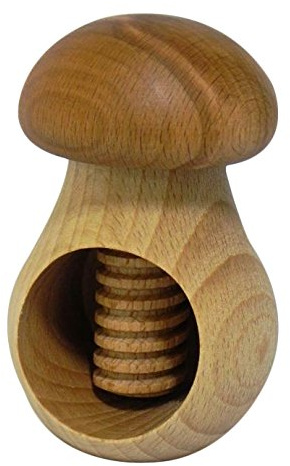 Wooden World Nussknacker aus natürlichem Buchenholz – SEHR SOLID – Pilz – Hellbraun