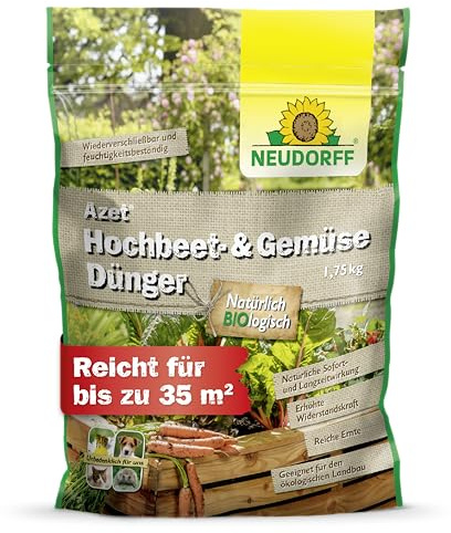 Neudorff Azet Hochbeet- & GemüseDünger – Bio Hochbeetdünger mit 100 Tagen Langzeitwirkung für alle Gemüsearten im Hochbeet, 1,75 kg für 35 m²