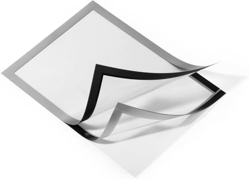 Durable Info-Rahmen Duraframe A4, selbstklebend, 2 Stück, silber, 487223 | Informationsrahmen, Dokumentenhalter mit Magnetverschluss, doppelseitige Lesbarkeit, Hoch- und Querformat, Made in Poland
