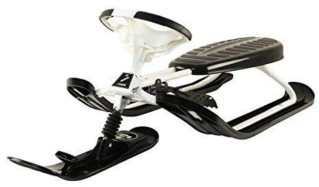 STIGA Snowracer Curve GT Rennrodel Lenkschlitten für Kinder und Erwachsene, mit Stoßdämpfer - Schwarz/Weiß, 120x55x40