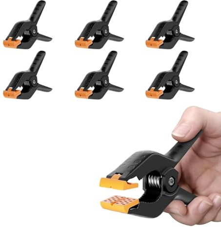 EMART 6 Pack Klemmzwingen 4,5 Zoll/11,4cm Federzwinge Set Klammern Groß, Hintergrund Klammer Verstellbar Leimzwingen Greenscreen Klemmkraft für Fotostudios, Hintergründe
