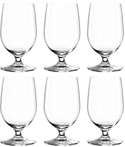 Leonardo Ciao+ Wassergläser 6er Set, Trink-Gläser mit gezogenem Stiel, spülmaschinenfeste Saft-Kelche, Höhe 13 cm, 300 ml, 061453