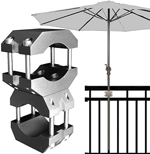 KD-TECH Stabiler Sonnenschirmhalter - Sonnenschirmständer für Balkon und runde, eckige Geländer - sichere Sonnenschirmbefestigung ohne Bohren
