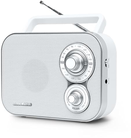 Muse M-051RW tragbares Retro-Radio, UKW und MW, Netz- und Batteriebetrieb, Teleskopantenne, AUX-In, weiß