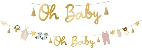 Große Girlande Oh Baby Gold 250cm – Banner Oh Baby Babyparty Dekoration Baby Shower, Schwangerschaft Ankündigung, Gender Reveal