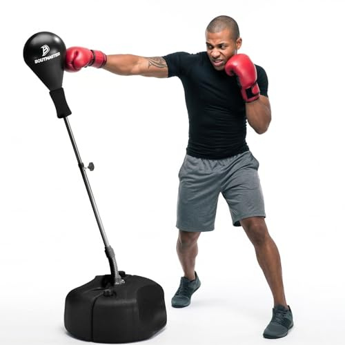 Boxsack mit Ständer, Boxsack für Erwachsene und Jugendliche - höhenverstellbar - Speed Bag - ideal für MMA-Training, Boxen Ausrüstung, Workout-Ausrüstung, Stressabbau & Fitness
