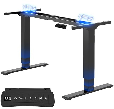 FLEXISPOT Höhenverstellbarer Schreibtisch Elektrisch Tischgestell mit 2 starken Motoren, Super Belastung 160KG, 3-Fach-Teleskop, Memory-Steuerung, LED Höhenanzeige (PRO Schwarz)
