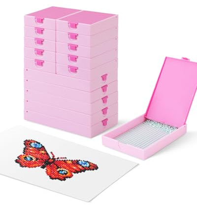 CATEARED Trabricks, Diamond Art Storage Trays Set, 2-in-1 Anti-Spill Storage Box & Static-Free Painting Tools, Diamond Painting Accessories for Large/Small Paintings