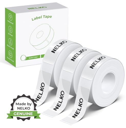 NELKO Original-Etikettierband für P21, angepasstes Etikettendruckpapier, 14 x 40 mm, Standard-Laminierungsersatz für Büro, Mehrzweck, P21, 180 Etiketten/Rolle, 3 Rollen, transparent