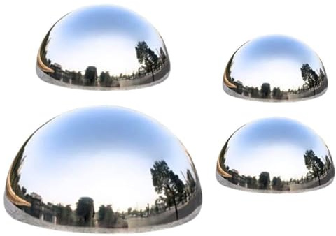 BESPORTBLE 4 StüCk Edelstahl Gartenkugel Set - Reflektierende Halbkugel Gartenspiegel, Elegante Garten Dekoration Mit HochgläNzender OberfläChe FüR Und Stil