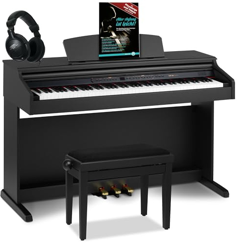 Classic Cantabile DP-50 SM E Piano - Digital Piano 88 Tasten mit Hammermechanik, 14 Voices, Kopfhöreranschlüsse, USB, 3 Pedale, Notenhalter - Klavier ist perfekt geeignet für Anfänger - schwarz matt