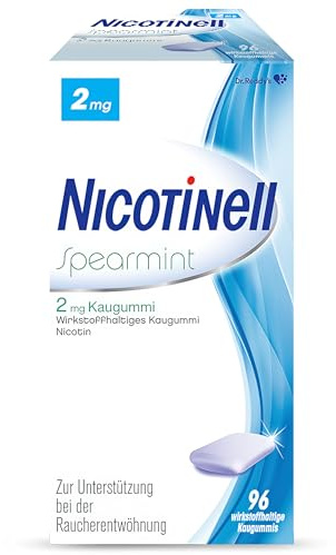 Nicotinell Nikotinkaugummi 2 mg Spearmint 96 St - zur Rauchentwöhnung und Linderung von Rauchverlangen - Nikotinersatzprodukt, unterstützt das rauchfrei werden und bei Entzugssymptomen