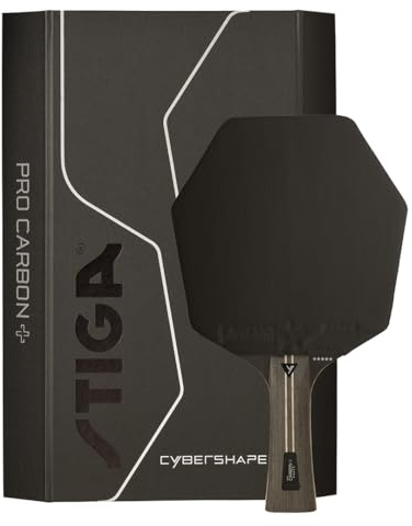 STIGA Pro Carbon+ Cybershape Tischtennisracket, 5-Sterne-Profi-Tischtennisschläger mit sechseckiger Form für Offensive Spieler