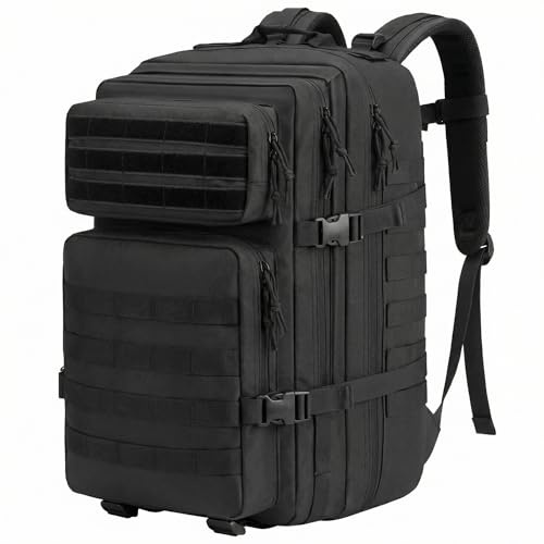 QWORK® Militärischer Rucksack, 45L, 900D Oxford, Wasserabweisend, für Wanderungen