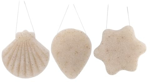 SAFIGLE 3 Stück Teiliges Konjak gesichtsschwamm Sanfte Peeling schwämme in Formen Sechseckig Muschel Rein Natürlicher Konjak schwamm für Make up entfernung Porenreinigung und Tägliche