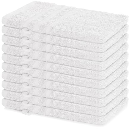 Lavea® 10er Waschhandschuh Set Elena, 10 Stück, 100% Baumwolle, Frottee, Waschlappen, saugstark, weich, für Körper und Gesicht, waschbar 60 °C, trocknergeeignet, Weiß, 15 x 21 cm