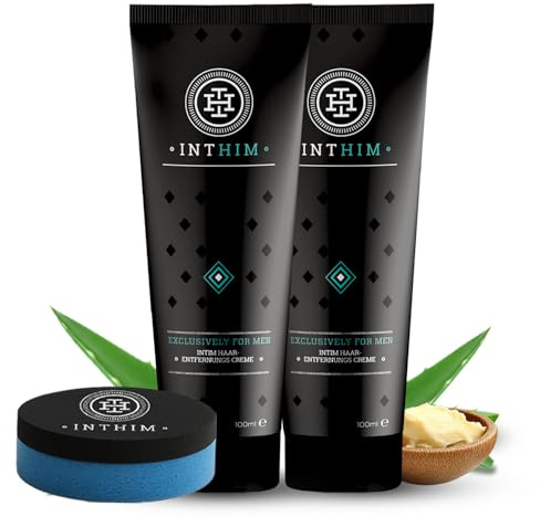 IntHim Enthaarungscreme Intimbereich Männer Doppelpack – Sanfte, gründliche Haarentfernungcreme ohne Rasur – Hair Removal Cream Intimbereich, Po & Hoden