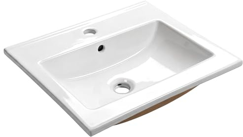 NUESTRA VIDA Waschbecken Einbauwaschbecken Keramik 51x45x16 cm Weiß, Einbauwaschtisch Waschschale Handwaschbecken mit Hahnloch und Überlauf