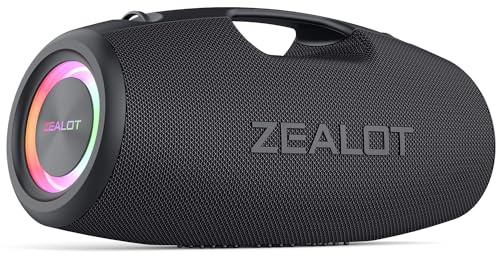 ZEALOT Bluetooth Lautsprecher,120W Boxen Bluetooth Groß mit Booming Bass,IPX6 Wasserdicht,Musikbox mit Licht,Outdoor Lautsprecher für Camping,Strand,Geschenke