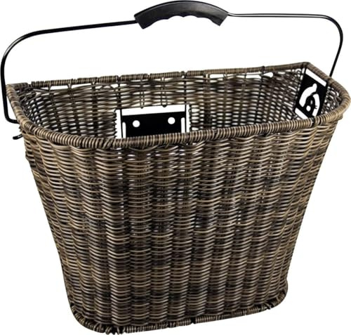FISCHER Front Bicycle Basket | Removable | Tilt and Turn Lock | Adjustable Angle Load Capacity 5 kg | Braided