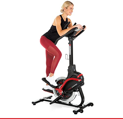HAMMER Cross Stepper, Mix aus Crosstrainer- und Stepper-Workout, Tablet- und Smartphonehalterung, Fitness-Apps, max. Gewichtsbelastung 130 kg, 108 x 50 x 154 cm