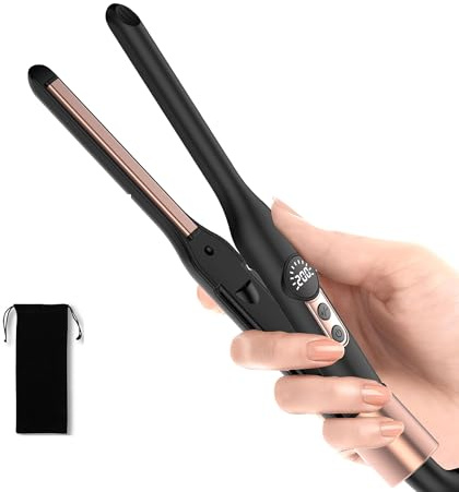 UMIGA Mini Ionen Glätteisen, Kleins Glätteisen, 2 in 1 Tragbarer leichter Haarglätter, Reise für kurzes Haar, Pixies, Pony, Bart & kleine Locken, für Bartglätter