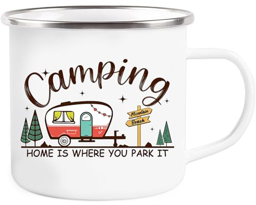 Camping Zubehör, Camping Geschenke Tasse Lustig, Campingbecher | Campingzubehör Camping Tasse, Wohnwagen Zubehör Campingtassen, Emaille Becher Camping, Wohnmobil Geschenk Camping Becher