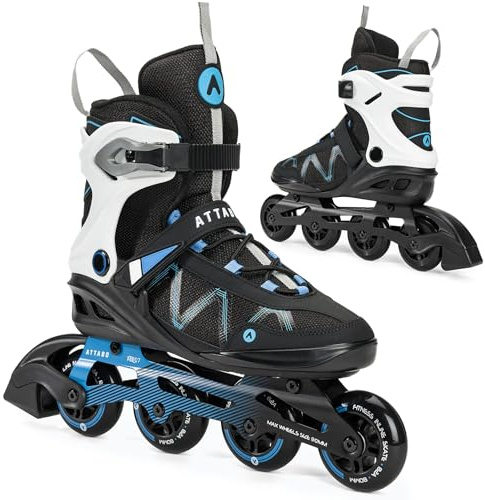 ATTABO Bliss Herren Inlineskates, Größe 40-46 EU, bieten Komfort und Sicherheit. Ausgestattet mit Einer halbsteifen Schale, Einer Aluminiumschiene, 80-mm-PU-Rollen und ABEC-7-Lagern