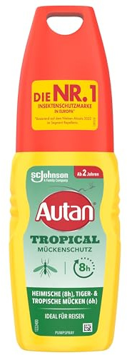 Autan Tropical Pumpspray, Mückenschutz für Körper & Gesicht, Travel Essentials, 1er Pack, (1 x 100 ml)