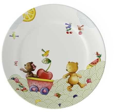 Villeroy & Boch – Hungry As A Bear Flacher Kinderteller, 21,5 cm, Spülmaschinenfest, Geschirr für Kinder, Teller aus Premium Porzellan, Weiß/Bunt