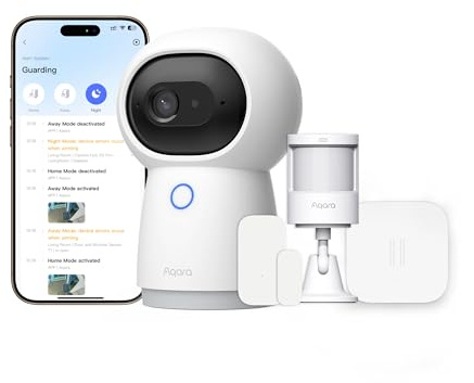 Aqara Home Security System Kit Y100-4-Stück Drahtloses Heim-Alarmsystem | Mit 2K Kamera-Hub G3, 3 Smart Sensors, Lokale Automatisierung & 24/7-Alarm, Unterstützt HomeKit, Google Home, Alexa