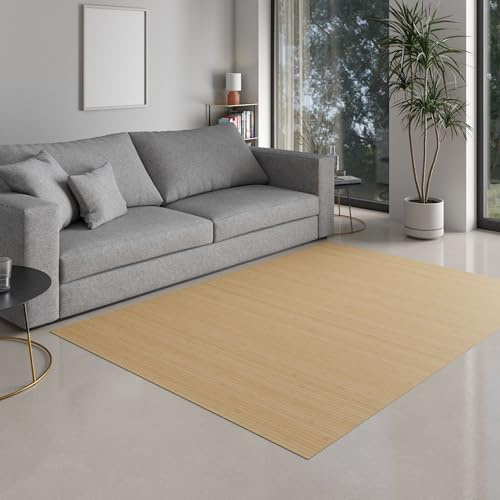 DE-COmmerce Bambusteppich Massive Pure, 50x80 cm, 17mm gehärtete Stege, massiver Teppich ohne Bordüre, Bambusmatte