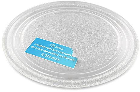 DL-pro Mikrowellenteller 27 cm glatt passend für Bosch Siemens Neff | Glas-Drehteller rund, Unterseite ohne Mitnehmer/Aussparungen, passend für Bauknecht Whirlpool AEG Privileg Panasonic Medion