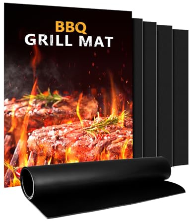 BBQ Grillmatte für Gasgrill | 5er Set Grillmatten Teflon Grillplatte,Antihaft Grill Matte Backmatte (40 * 32CM), Wiederverwendbar Grill Matten für Gasgrill, Verbesserter Backpapier PFOA-Fre