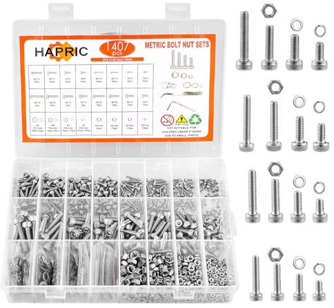 1407 Stück Schrauben Set Edelstahl, M2/M3/M4/M5 Maschinenschrauben Zylinderkopfschrauben Gewindeschrauben Set Sechskantschrauben Set für Elektronikprodukte Autoreparatur