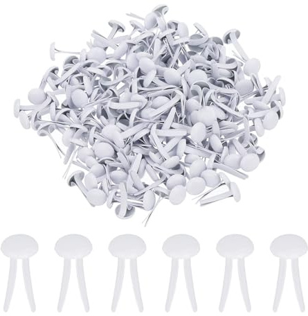 PATIKIL 100 Stück Papier Messing Befestigungssplinte Pastell Mini Metall Brads Rundkopf Beschichtete Befestigung für Bastelkunst Scrapbooking DIY Zubehör, Weiß, 6 x 12 mm