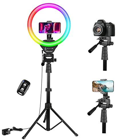 UBeesize Ringlicht, 30,5 cm (12 Zoll), RGB, Stativ, 170 cm, mit Fernbedienung, 3 Farben und 35 RGB, dimmbares Modell, Ringlicht für Selfie, Live-Übertragung, Make-up, Tik Tok, YouTube