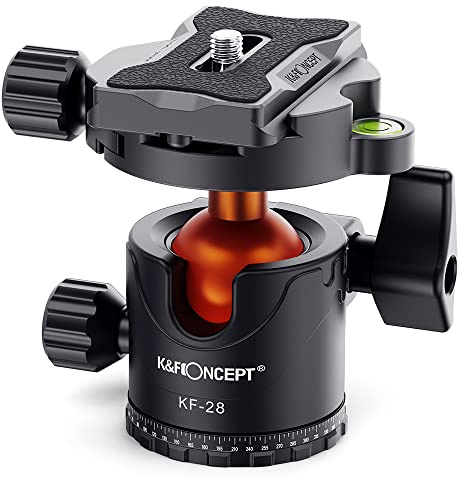 K&F Concept Kugelkopf Stativkopf, Kamera Kugelkopf mit 1/4 Zoll Schnellwechselplatte und Wasserwaagee, 10 kg Tragkraft, für Stativ, Einbeinstativ, Kamera Slider, Spiegelreflexkamera